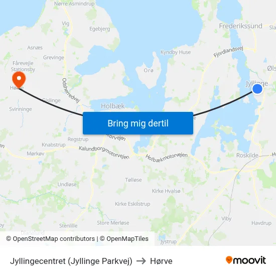 Jyllingecentret (Jyllinge Parkvej) to Hørve map