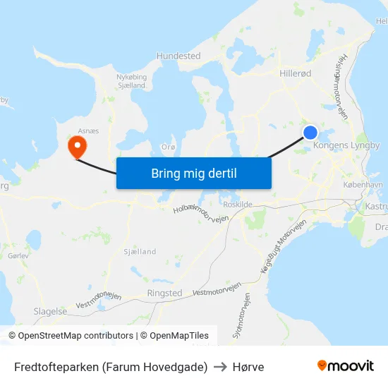 Fredtofteparken (Farum Hovedgade) to Hørve map