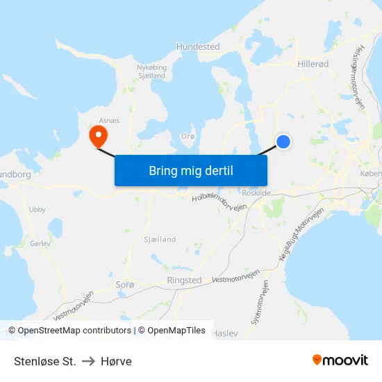 Stenløse St. to Hørve map