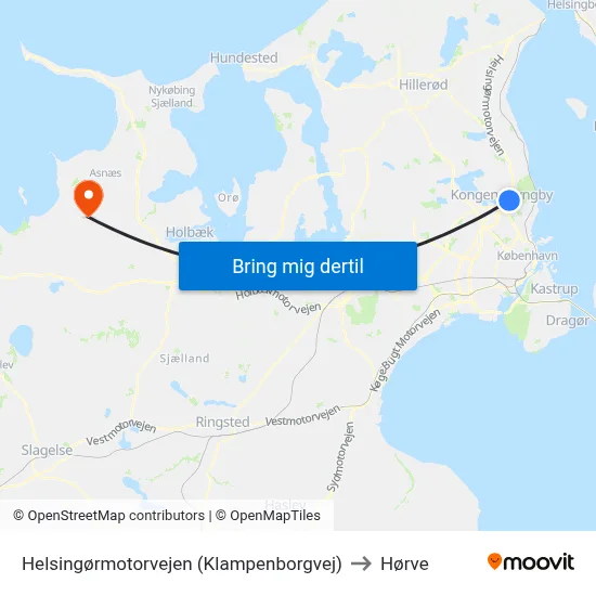Helsingørmotorvejen (Klampenborgvej) to Hørve map
