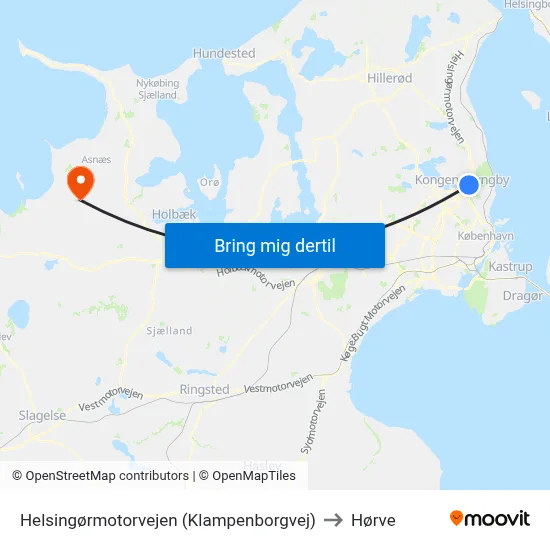 Helsingørmotorvejen (Klampenborgvej) to Hørve map