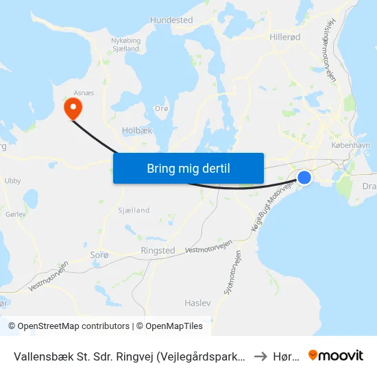 Vallensbæk St. Sdr. Ringvej (Vejlegårdsparken) to Hørve map