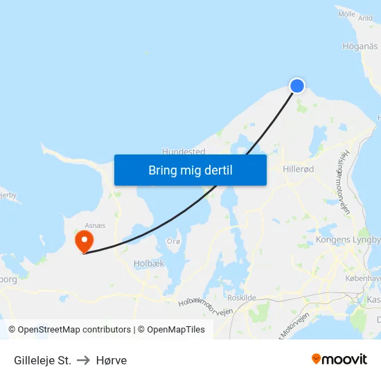 Gilleleje St. to Hørve map