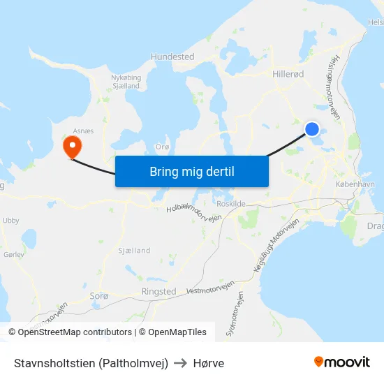 Stavnsholtstien (Paltholmvej) to Hørve map