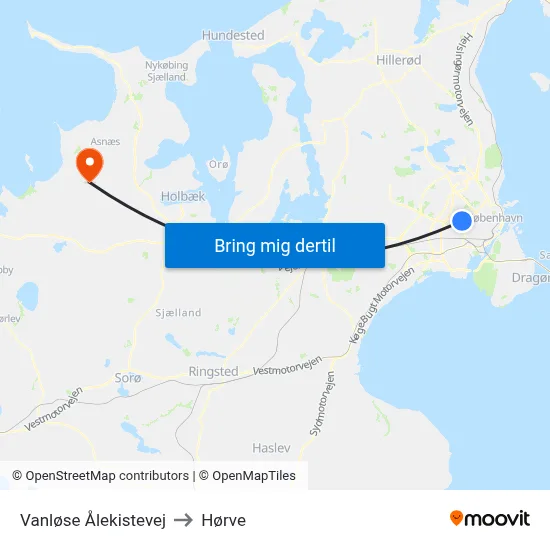 Vanløse Ålekistevej to Hørve map