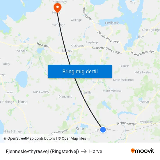 Fjenneslevthyrasvej (Ringstedvej) to Hørve map