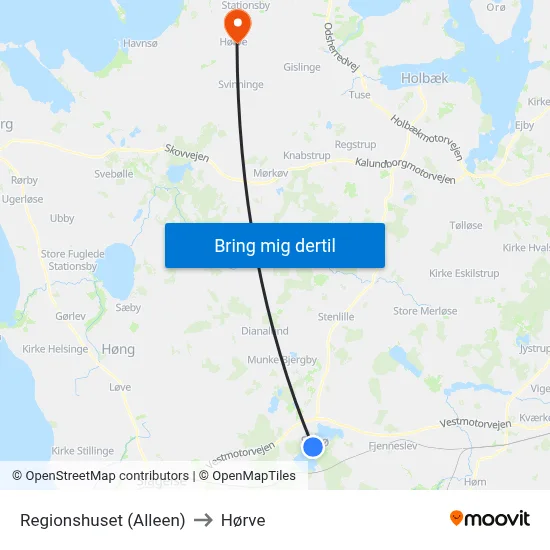 Regionshuset (Alleen) to Hørve map