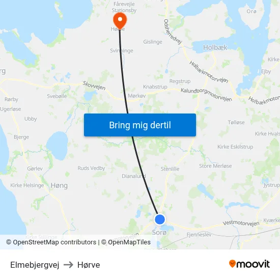 Elmebjergvej to Hørve map