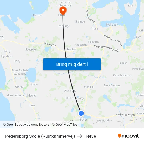 Pedersborg Skole (Rustkammervej) to Hørve map