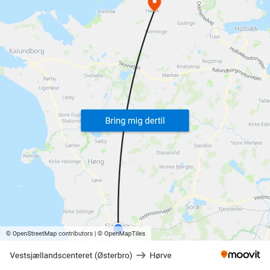 Vestsjællandscenteret (Østerbro) to Hørve map