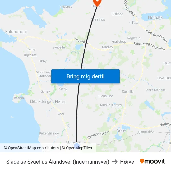 Slagelse Sygehus Ålandsvej (Ingemannsvej) to Hørve map
