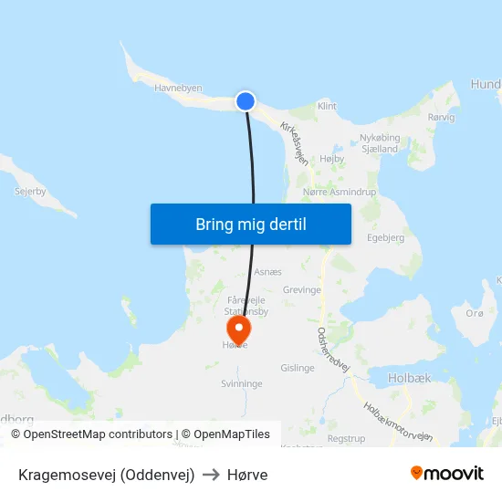 Kragemosevej (Oddenvej) to Hørve map