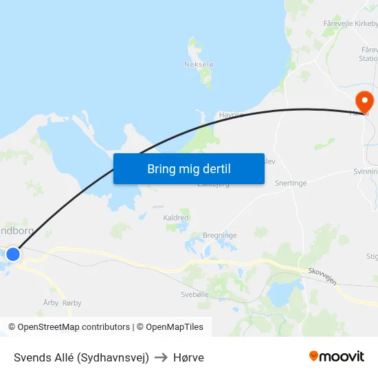 Svends Allé (Sydhavnsvej) to Hørve map