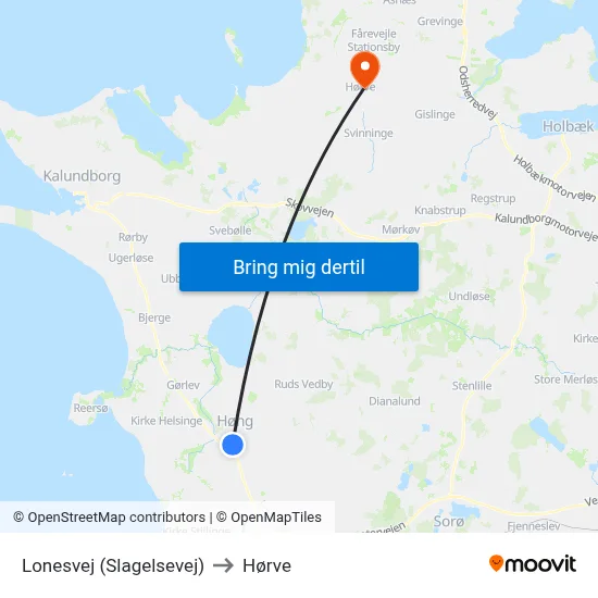Lonesvej (Slagelsevej) to Hørve map