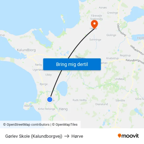 Gørlev Skole (Kalundborgvej) to Hørve map