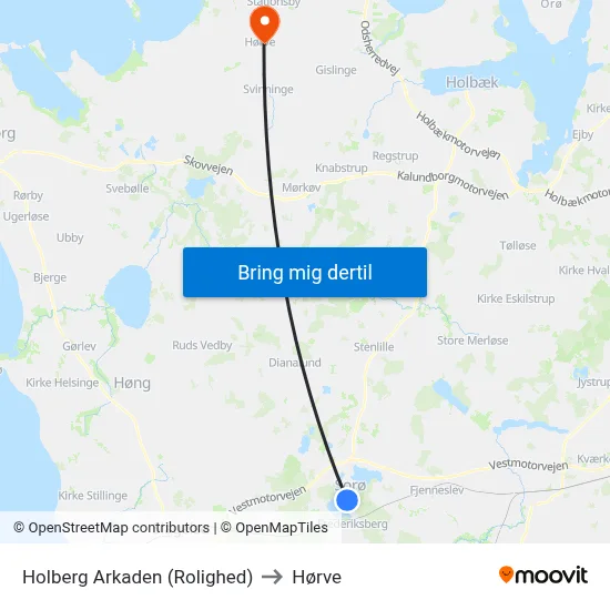 Holberg Arkaden (Rolighed) to Hørve map
