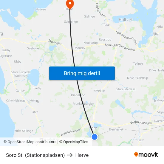 Sorø St. (Stationspladsen) to Hørve map