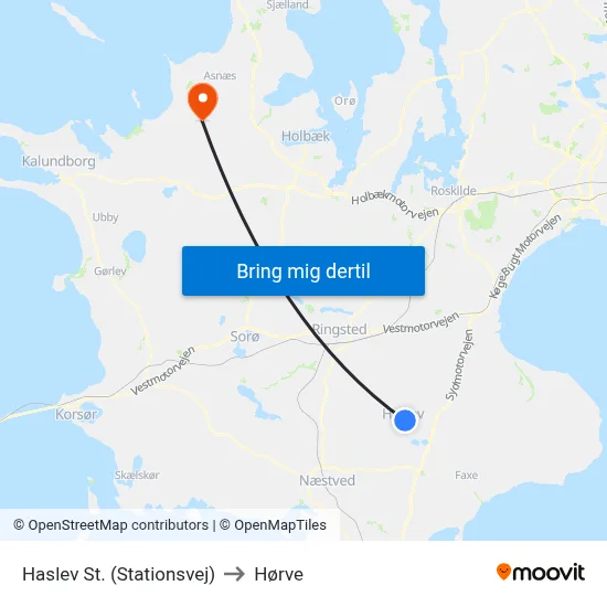 Haslev St. (Stationsvej) to Hørve map
