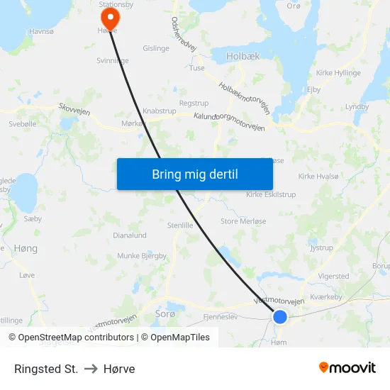 Ringsted St. to Hørve map