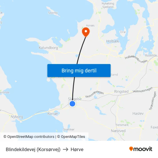 Blindekildevej (Korsørvej) to Hørve map