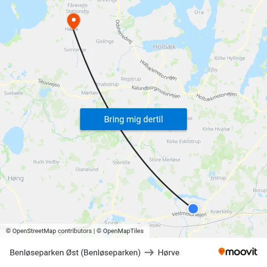 Benløseparken Øst (Benløseparken) to Hørve map