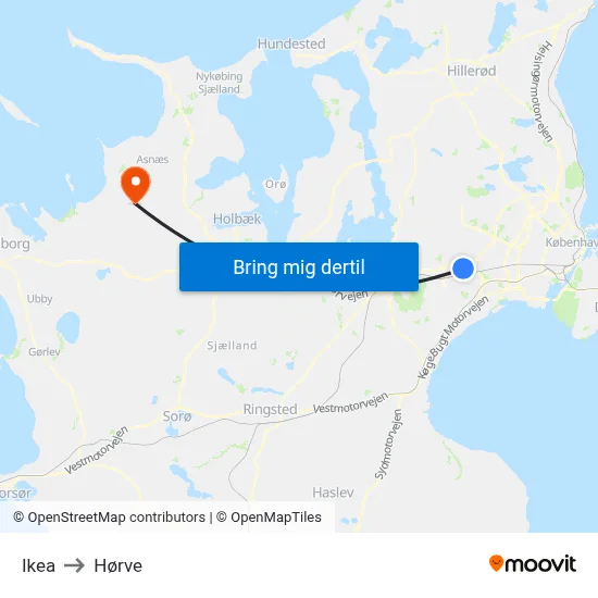 Ikea to Hørve map