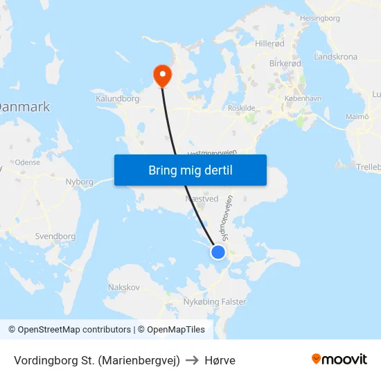 Vordingborg St. (Marienbergvej) to Hørve map