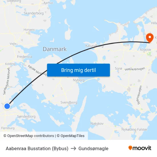 Aabenraa Busstation (Bybus) to Gundsømagle map