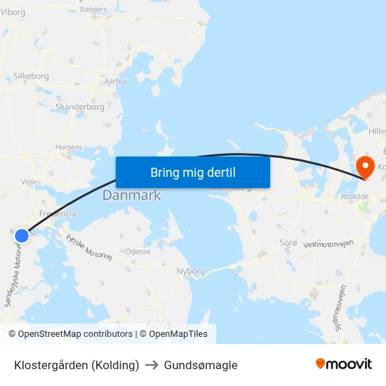 Klostergården (Kolding) to Gundsømagle map