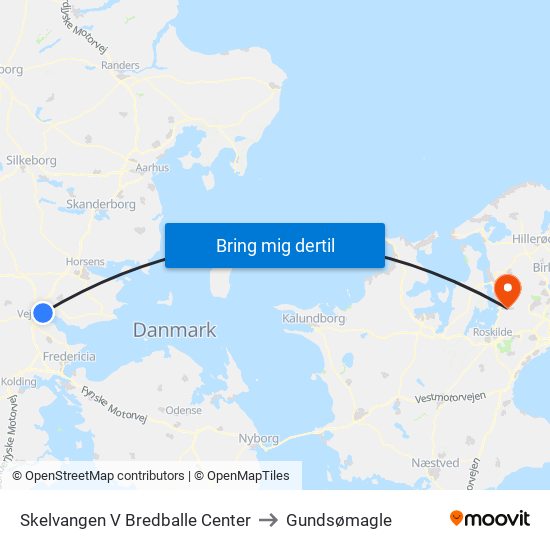 Skelvangen V Bredballe Center to Gundsømagle map