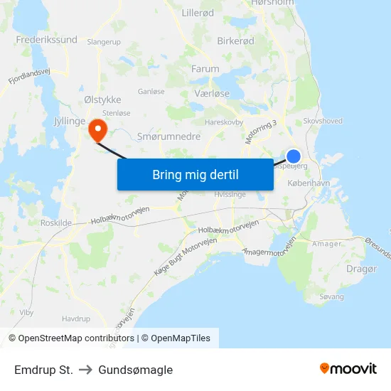 Emdrup St. to Gundsømagle map