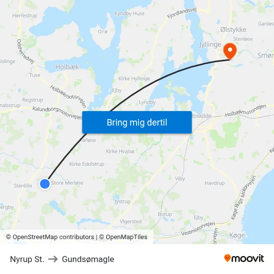 Nyrup St. to Gundsømagle map