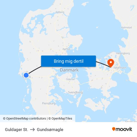 Guldager St. to Gundsømagle map