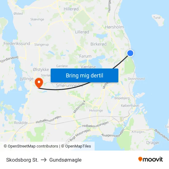Skodsborg St. to Gundsømagle map