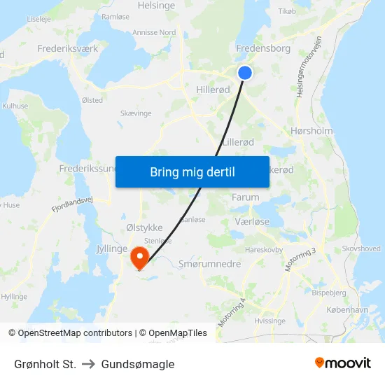 Grønholt St. to Gundsømagle map