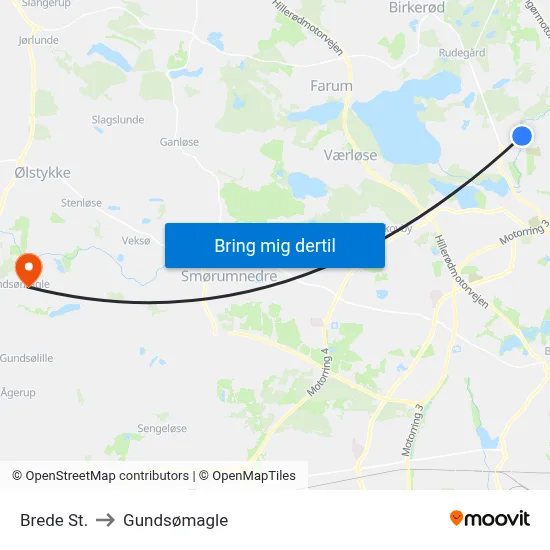 Brede St. to Gundsømagle map