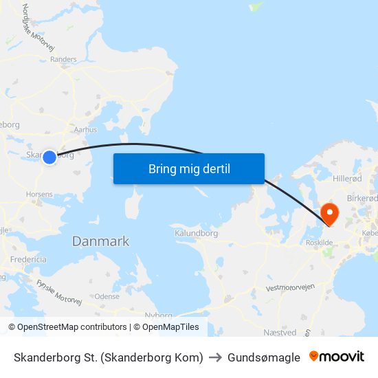 Skanderborg St. (Skanderborg Kom) to Gundsømagle map