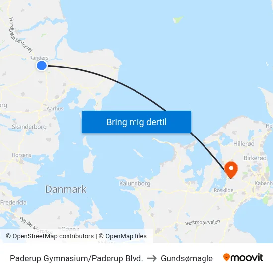Paderup Gymnasium/Paderup Blvd. to Gundsømagle map