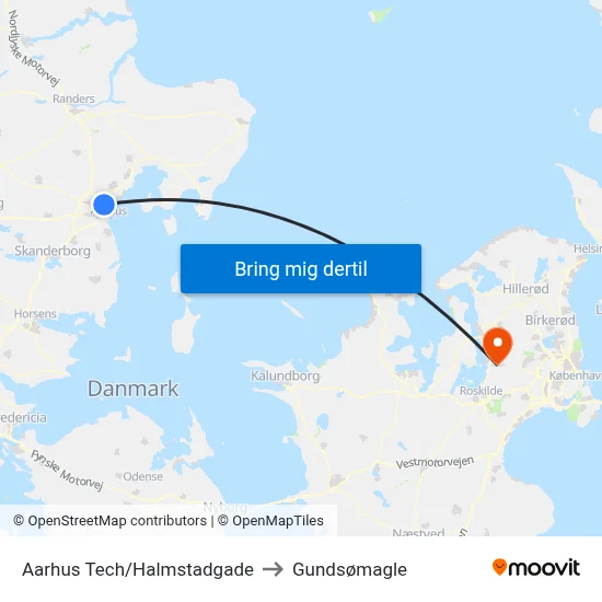 Aarhus Tech/Halmstadgade to Gundsømagle map