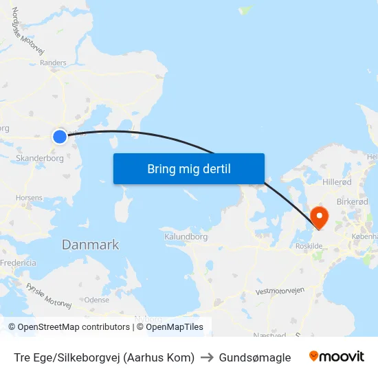 Tre Ege/Silkeborgvej (Aarhus Kom) to Gundsømagle map