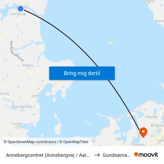Annebergcentret (Annebergvej / Aalborg) to Gundsømagle map