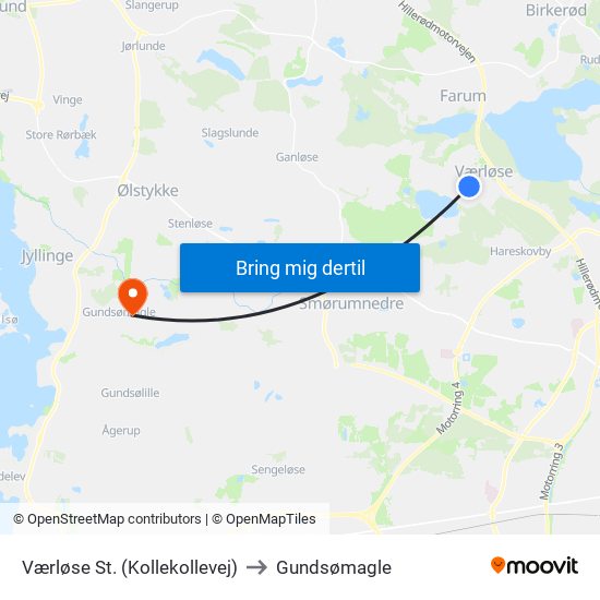 Værløse St. (Kollekollevej) to Gundsømagle map