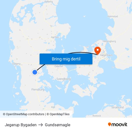 Jegerup Bygaden to Gundsømagle map