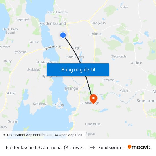 Frederikssund Svømmehal (Kornvænget) to Gundsømagle map