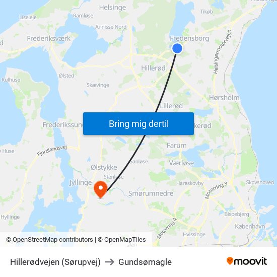 Hillerødvejen (Sørupvej) to Gundsømagle map