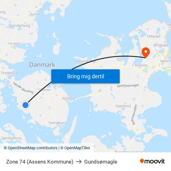 Zone 74 (Assens Kommune) to Gundsømagle map