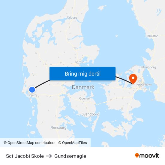 Sct Jacobi Skole to Gundsømagle map