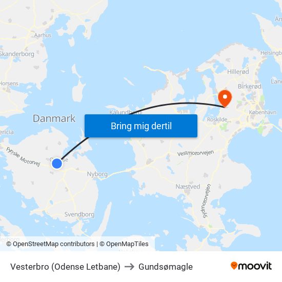 Vesterbro (Odense Letbane) to Gundsømagle map