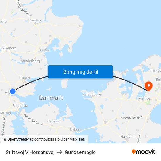 Stiftsvej V Horsensvej to Gundsømagle map