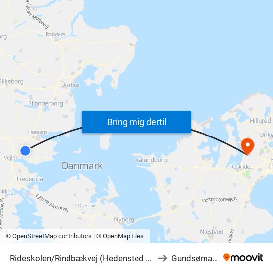 Rideskolen/Rindbækvej (Hedensted Kom) to Gundsømagle map